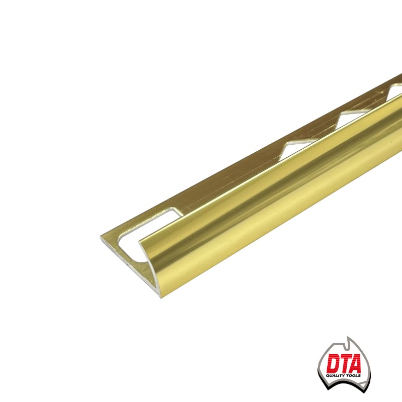 Round Aluminum Tile Trim 10mm x 3m (Bright Gold) - Image 1